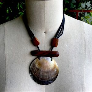 Wood and Shell Adjustable Necklace